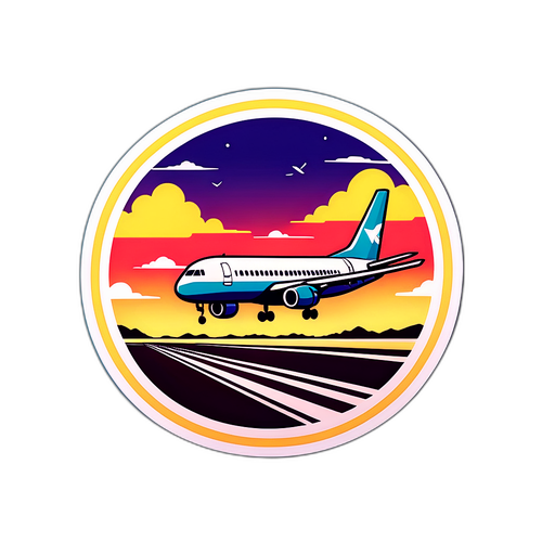 宮崎空港に着陸する飛行機のイラスト