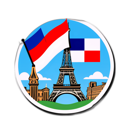 Sticker con il Tricolore Francese e la Torre Eiffel