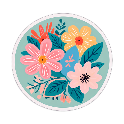 Autocollant floral inspiré par Camille