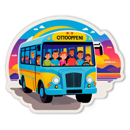 Autobuz cu pasageri zâmbitori la Aeroportul Otopeni