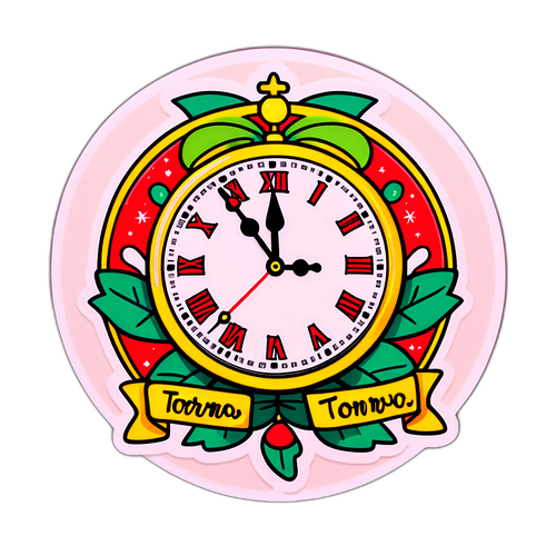 Dibujo de un reloj con una fecha marcada, celebrando el feriado