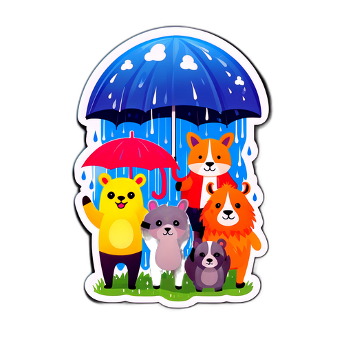 Haiwan Ceria dalam Hujan