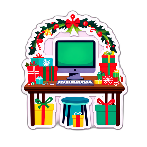 Whimsical Christmas Office Desk Sticker