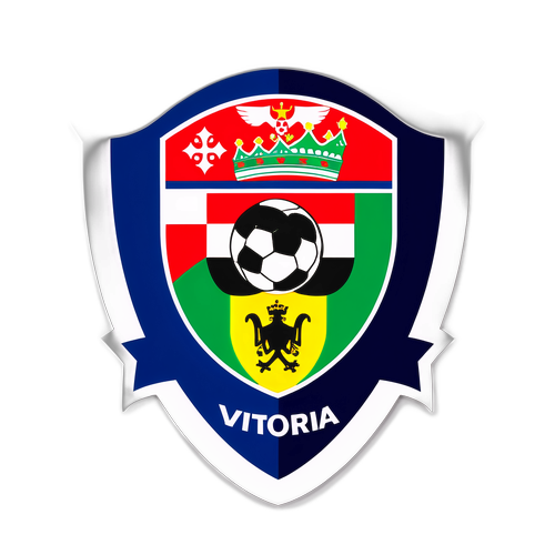Στιγμιότυπο με εμβληματικά στοιχεία του ποδοσφαίρου και τη σημαία του Vitória SC