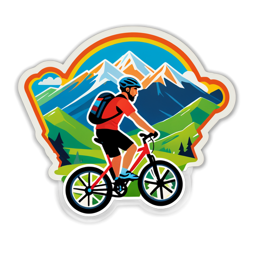 Word Vrij! Ontdek de Betovering van de Fietssticker met Pogacar Tegen een Adembenemend Berglandschap!