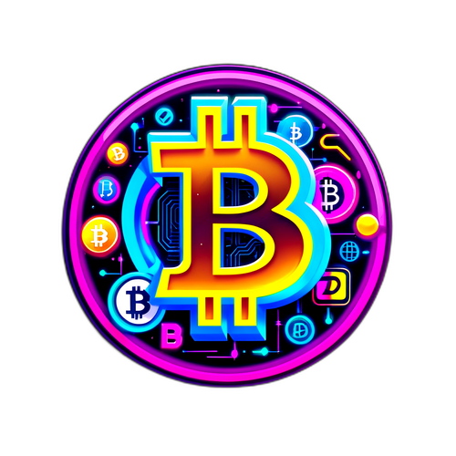 Bitcoin-symboli neonväreissä