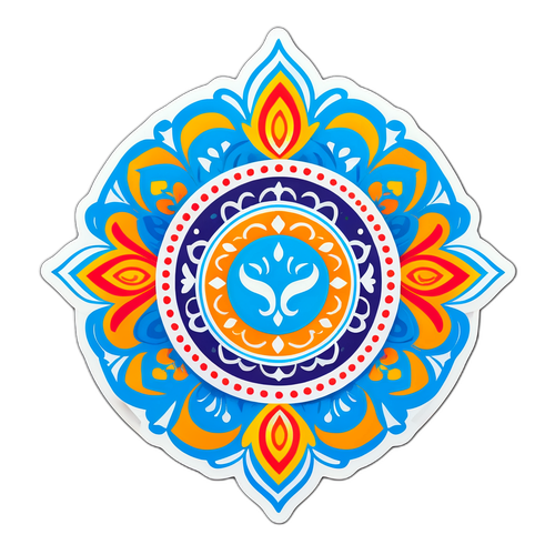 एक सुरुचिपूर्ण स्टिकर जो हिंदू परंपराओं से प्रेरित जटिल पैटर्न दर्शाता है