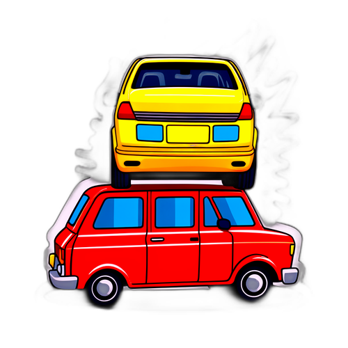 政府車両の事故をコミカルに描いたデザイン