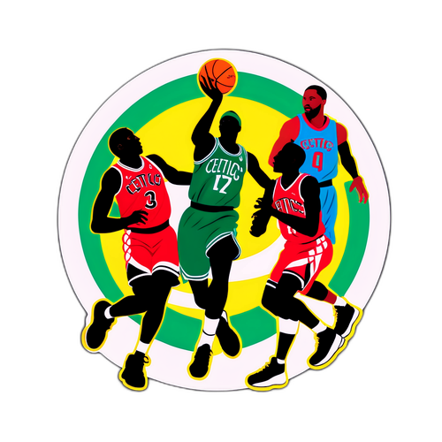 Adesivo Esportivo com Silhuetas de Jogadores de Basquete
