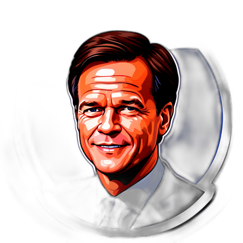 Politisk klistremerke av Mark Rutte med nederlandske flagg