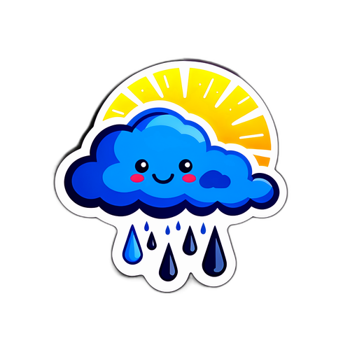 Наклейка з елементами погоди, що змінюються від сонця до дощу
