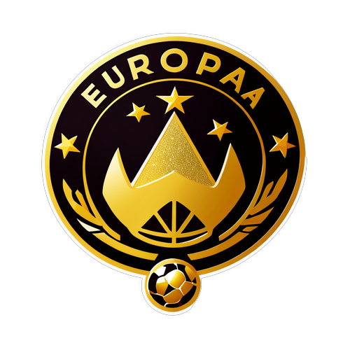 Illustratie van het Europa League-logo met een gouden achtergrond en confetti