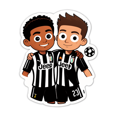 Sticker z postaciami Juventusu i PSV - Spirit rywalizacji i sportowego ducha