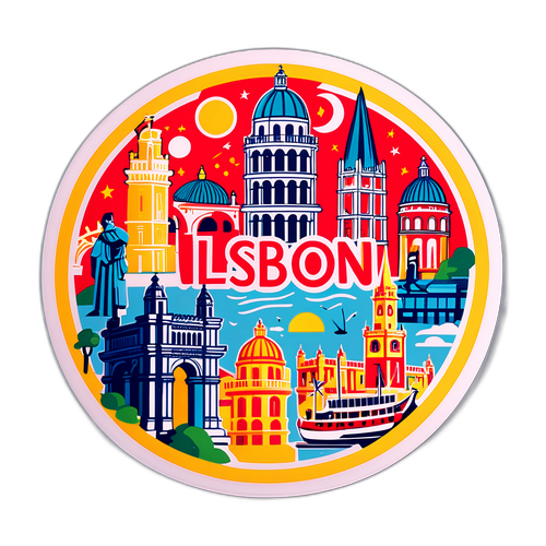 Adhesivo que muestra los aspectos destacados de Lisboa