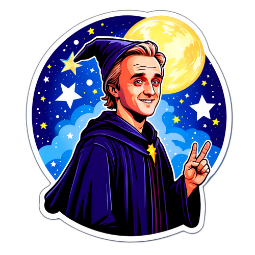 Sticker de magicien avec étoiles brillantes