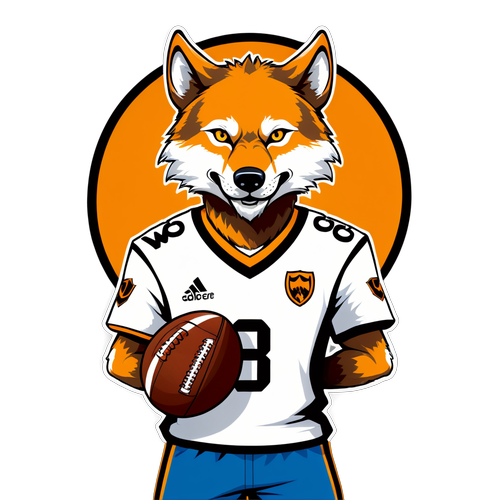 Sticker Serigala Lucu dengan Jersi Wolverhampton Wanderers