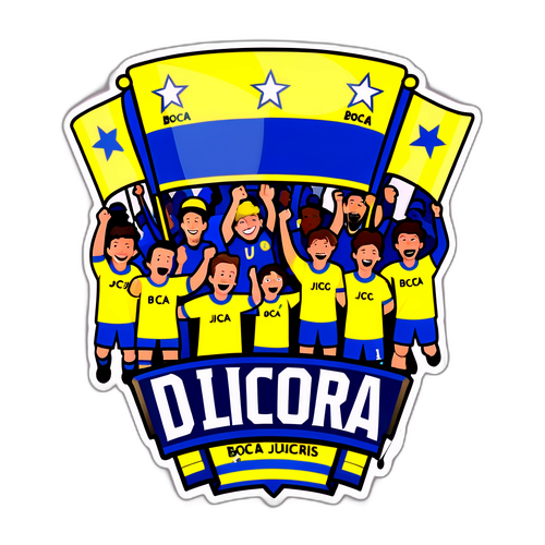Sticker de Boca Juniors con multitudes entusiastas