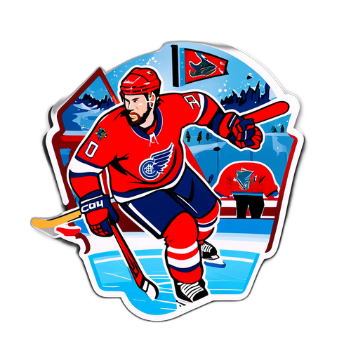 Стикер, посвященный матчу Детройта с Сан-Хосе