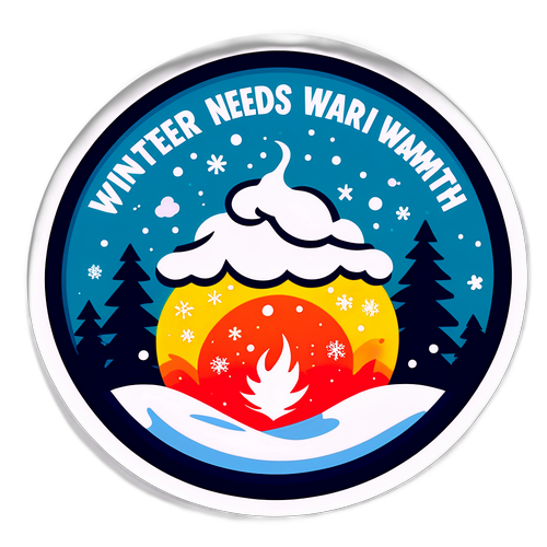 Sticker Mùa Đông với Slogan "Mùa Đông Cần Sự Ấm Áp"