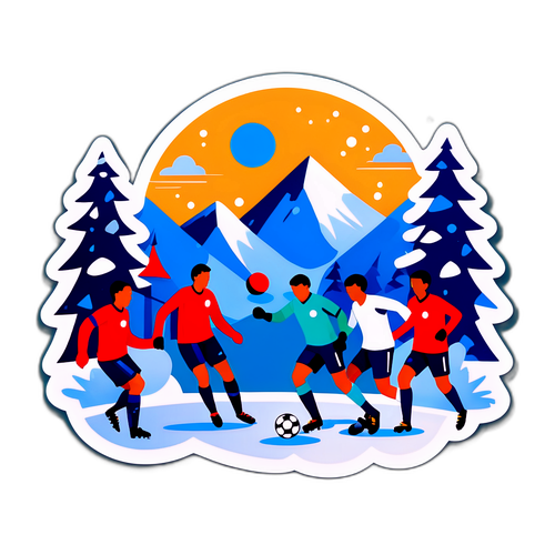 겨울 축구 경기 장면 스티커