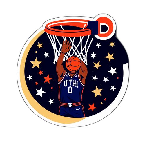 Иконка команды Юты с мячом в корзине, окруженная звездами