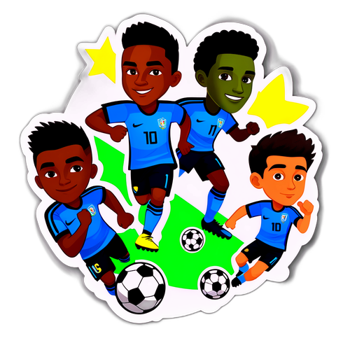 Playful Animated Soccer Players Sticker