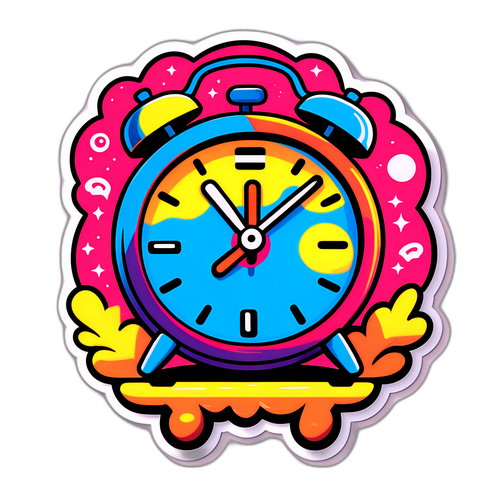 एक क्यूट अलार्म घड़ी का डिजाइन स्टिकर