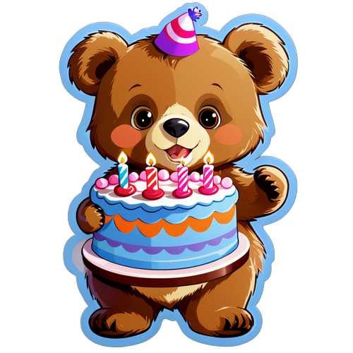사랑스러운 아기 곰의 생일 케이크
