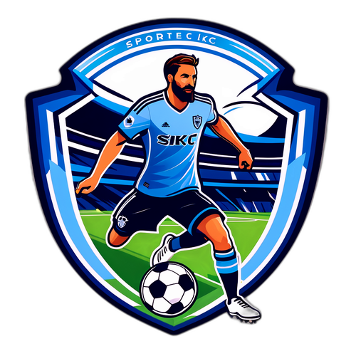 Ilustrasi Logo Sporting KC dalam Aksi Sepak Bola