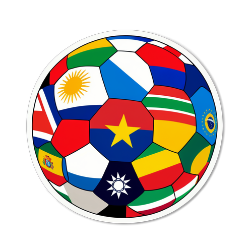 Sticker der Mercosur-Länder mit einem gemeinsamen Fußball