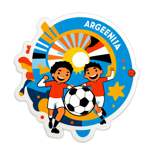 Rasakan Keajaiban Argentina: Stiker Ceria dengan Matahari, Penari Tango, dan Bola Sepak!