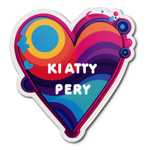 Diseño de un corazón colorido con la frase 'Amo la música de Katy Perry'