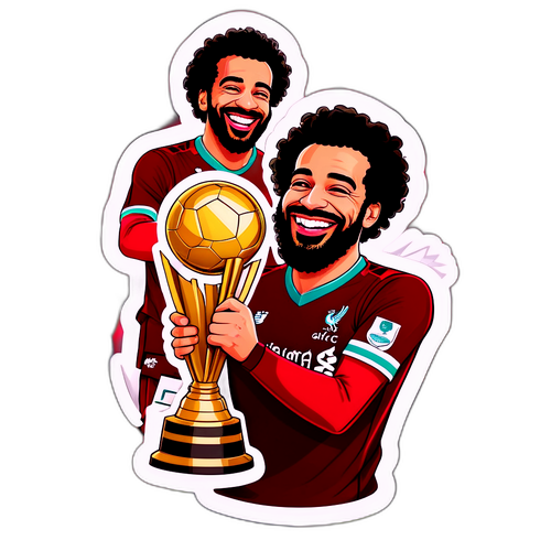 Смешной стикер Салаха с кубком