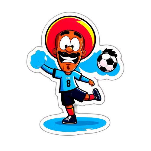 Watak Kartun Ceria João Pedro Menjuggling Bola Sepak