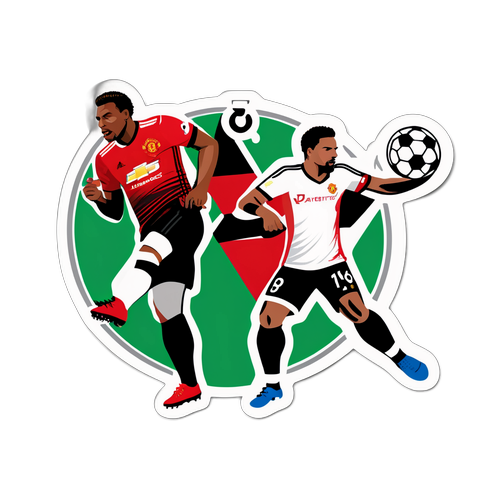 Stylizovaný design samolepky s fotbalovými tématy