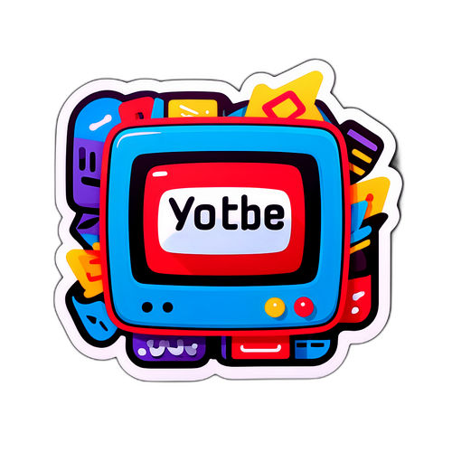 यूट्यूब बटन के साथ खेल-खिलौना स्टिकर