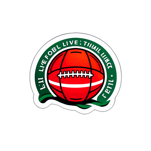 Sticker cu un fotbal în prim-plan, cu textul 'live football'
