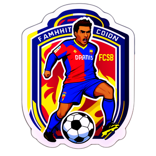 Autocolant cu fotbalist, simbolizând meciurile FCSB