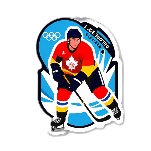 Inspirierender Aufkleber für die Olympischen Winterspiele 2026 im Eishockey