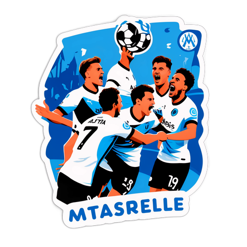 An artistický koláž ilustrující klíčové momenty z napínavého zápasu Marseille vs. Atalanta