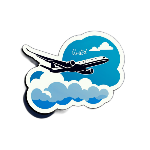 विमान के बादलों के ऊपर उड़ान भरने वाला स्टीकर