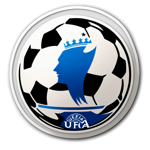 Elegantes Aufkleberdesign mit UEFA-Logo und stilisiertem Fußball