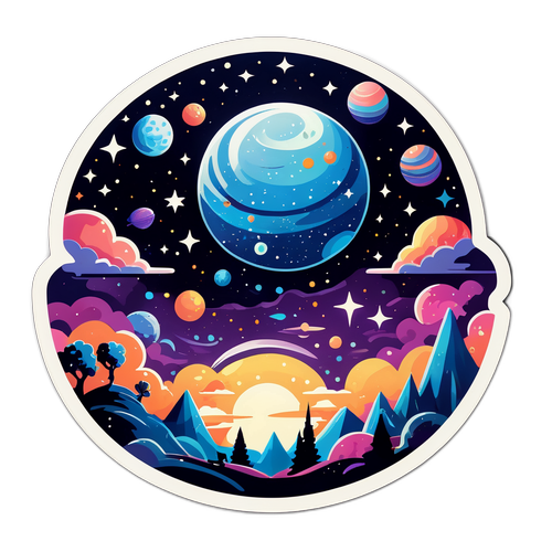 宇宙と星空をテーマにした幻想的なイラスト