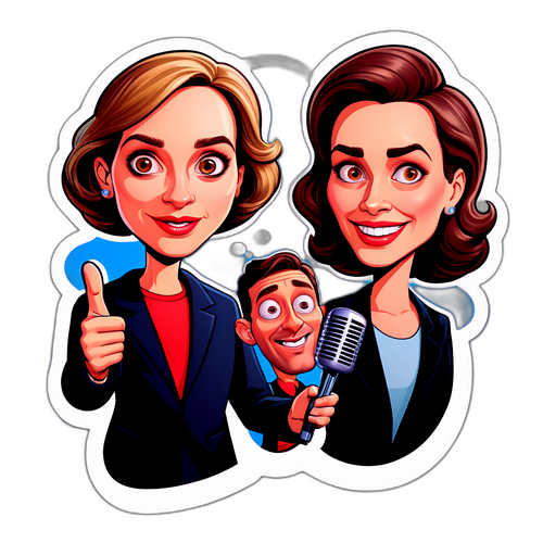 Portrait caricatural d'Isabelle Carré et Benoît Poelvoorde