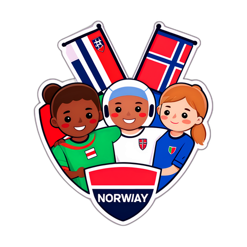 Sportlicher Aufkleber: Italien gegen Norwegen