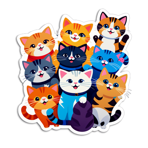 ¡Celebra el Día del Gato con Este Sticker Divertido que Desbordará Tu Alegría!