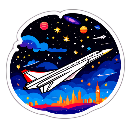Konzeptionelle Darstellung einer Concorde über einer Skyline