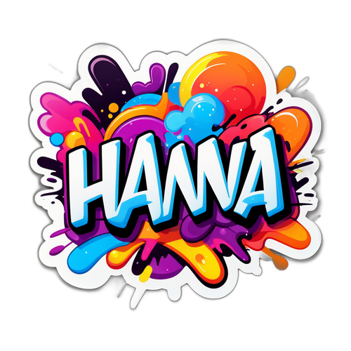 Яркая наклейка с надписью 'hanna' в стиле граффити