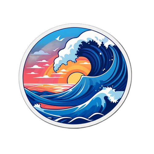 शांत नीला थीम वाला स्टीकर