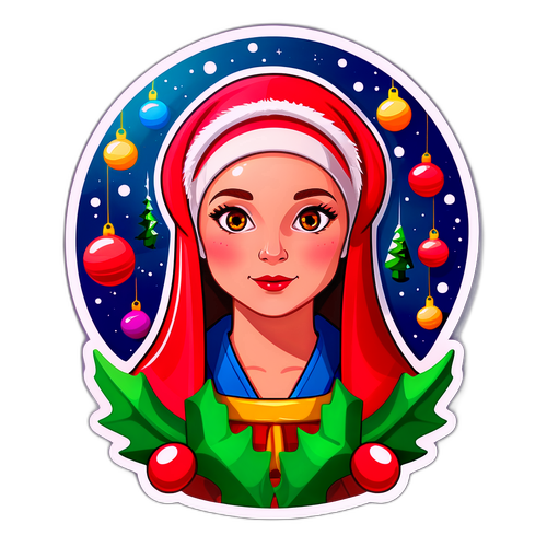 Świąteczny naklejka z Magdaleną Popławską na Dzień Świętego Mikołaja